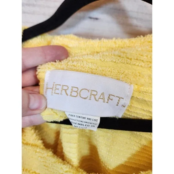 Herbcraft Women's Yellow Cotton Short Sleeve Button Front Sweaters Dress Size‎ S - Picture 3 of 7